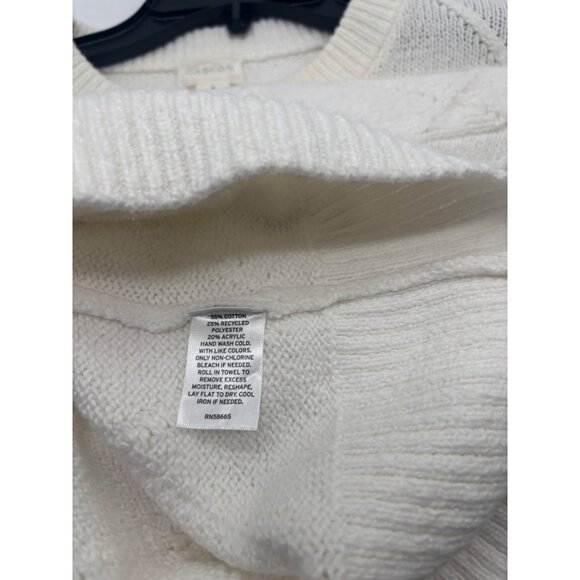 Caslon Diamond Cable Knit Sweater In Ivory Cloud, Sz. M - Picture 8 of 9